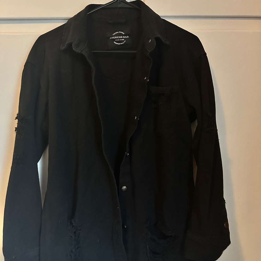 American Bazi Black Ripped Jacket